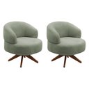 Ver imagem 2 de Kit 02 Poltronas Decorativas Orgânicas Living Have Base Giratória Bouclê Verde Oliva - Abmaza