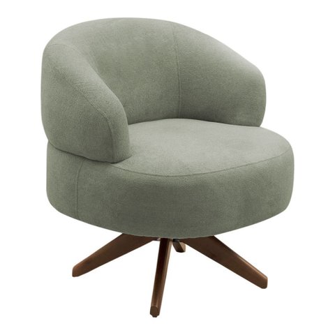 Kit 02 Poltronas Decorativas Orgânicas Living Have Base Giratória Bouclê Verde Oliva - Abmaza