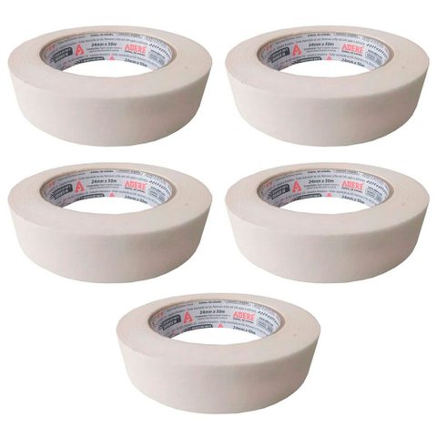 Kit 5 Fitas Crepe Uso Geral 24mm X 50m Adere