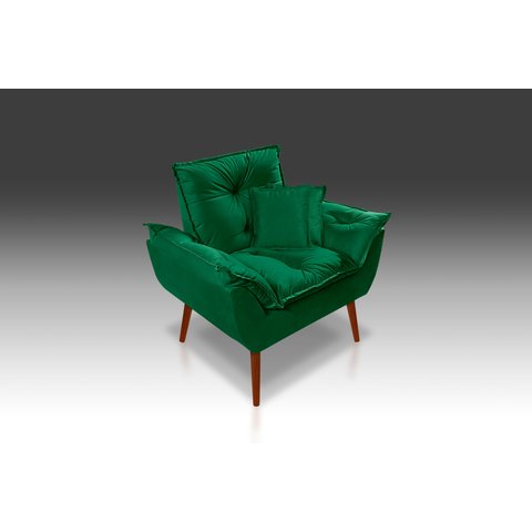 Poltrona Opala+ 2 Almofadas Suede Verde- Modena Decor