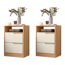 Ver imagem 1 de Kit 2 Mesas de Cabeceira Sole 2 Gavetas MDF Contemporâneo Off White e Freijó Albatroz Móveis