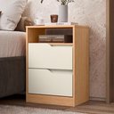 Ver imagem 3 de Kit 2 Mesas de Cabeceira Sole 2 Gavetas MDF Contemporâneo Off White e Freijó Albatroz Móveis