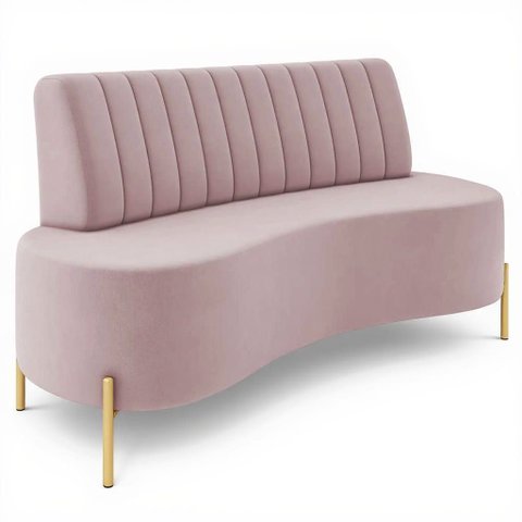 Sofá 2 Lugares 135cm Pés Aço Dourado Tamar Veludo Rosê Z08 - Mpozenato