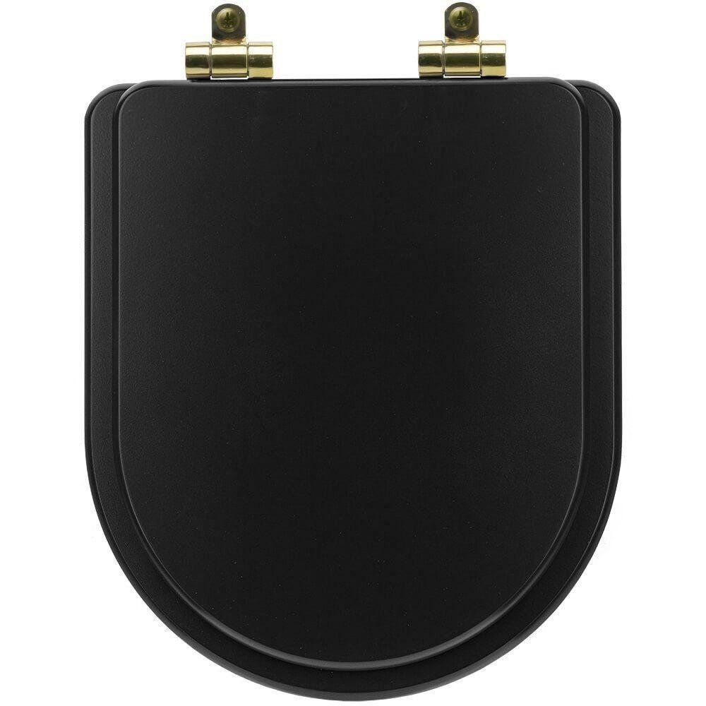 Tampa de Vaso Lento Preto P/louça Deca C/ferragem Dourada - 1