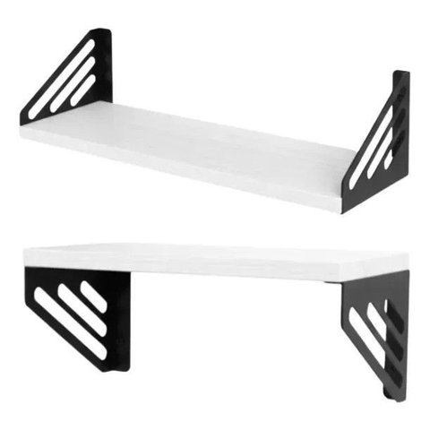 Kit 2 Prateleiras Mdf Decorativas 40x15 Cm com Suporte Duo \preto