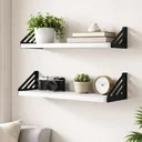 Ver imagem 2 de Kit 2 Prateleiras Mdf Decorativas 40x15 Cm com Suporte Duo \preto
