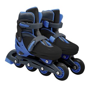 Patins In Line Le Preto e Azul Ajustável com Mochila 32 a 35 Patins In Line Le Preto e Azul com Moch