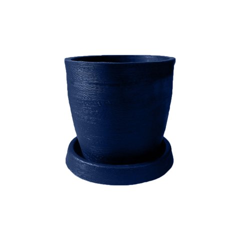Vaso Plantar com Prato 30x30 Classico Oval Moderno Polietileno Bgplasticos V13 Azul Escuro 013