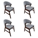 Ver imagem 1 de Kit 4 Cadeiras de Jantar Madeira Maciça Castanho Premium Débora Linho Cinza