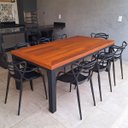Ver imagem 3 de Mesa de Jantar Turmalina 2,00x1,00m Retangular Tampo de Madeira Pés Alumínio