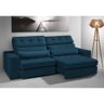 Sofá Londres Retrátil e Reclinável 2 Módulos Premium Veludo Azul 2,10m - 1