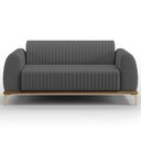 Ver imagem 3 de Sofá 2 Lugares para Sala de Estar Molino 150 Cm D02 Pés D'ouro Veludo Cinza C-317 - Lyam Decor