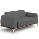 Ver imagem 1 de Sofá 2 Lugares para Sala de Estar Molino 150 Cm D02 Pés D'ouro Veludo Cinza C-317 - Lyam Decor