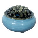 Ver imagem 1 de Incensario Turíbulo de Metal Porcelana 7 Cm Defumador Azul