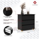 Ver imagem 4 de Mini Cômoda Ej Mesa de Cabeceira para Quarto com 3 Gavetas - Preto