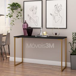 2 Pés Base De Mesa 75cm Quadrada Metal Escrivaninha Aparador:Dourado - 3