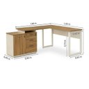 Ver imagem 6 de Mesa Escritório em L 1,50x1,50m (Extensível) com Armário Misto (03 Gav.) Sevilha / Champanhe