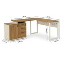 Ver imagem 7 de Mesa Escritório em L 1,50x1,50m (Extensível) com Armário Misto (03 Gav.) Sevilha / Champanhe