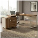 Ver imagem 4 de Mesa Escritório em L 1,50x1,50m (Extensível) com Armário Misto (03 Gav.) Sevilha / Champanhe