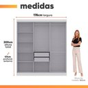 Ver mais imagens de Guarda Roupa Casal Madrid 6 Portas de Bater 2 Gavetas MDP Branco Maxel Móveis