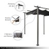 Gazebo Pergolado 3x3 Estrutura em Aço Sistema Retrátil Cobertura Poliéster Cinza/preto G31 Gran Belo - 5