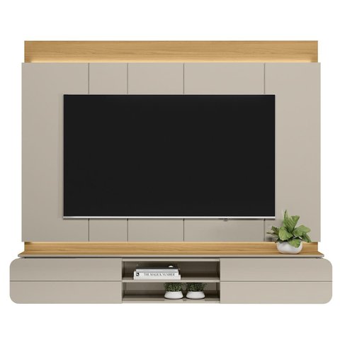 Painel Home Vila Real Tv até 75" Cor Tauari e Off White com 200x173-edecasamoveis