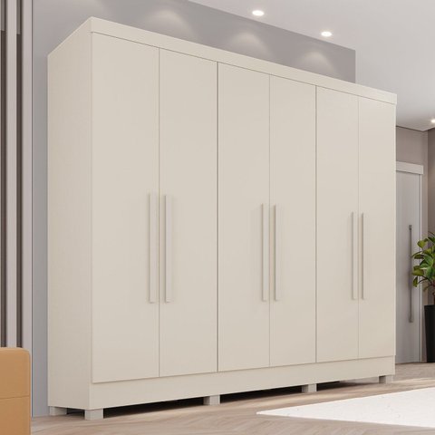 Guarda-Roupa Casal 6 Portas e 2 Gavetas Safira Off White/Arenas