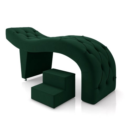 Maca de Estética para Massagem Cílios Fixa Lash Estofada com Escada Veludo Verde G83 - Gran Belo Mac