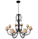 Ver imagem 5 de Pendente de Ferro Artesanal de Teto 8 Lampadas com Cúpulas de Algodão Libertas Rosas Artesanato Roco
