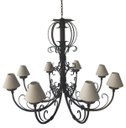 Ver imagem 4 de Pendente de Ferro Artesanal de Teto 8 Lampadas com Cúpulas de Algodão Libertas Rosas Artesanato Roco