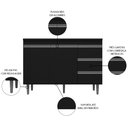 Ver imagem 3 de Balcão Gabinete Para Pia 120cm com Tampo 2 Portas Andréia Preto - AJL Móveis