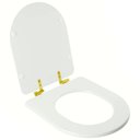 Ver imagem 2 de Assento Sanitário com Fechamento Lento Meridian Branco para Vaso Roca com Ferragem Dourada