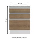 Ver imagem 3 de Balcão Armário de Cozinha 60 cm 3 Gavetas Branco/Rustic Glamy Madesa