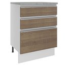 Ver imagem 1 de Balcão Armário de Cozinha 60 cm 3 Gavetas Branco/Rustic Glamy Madesa