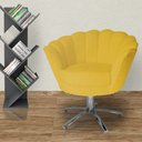 Ver imagem 4 de Kit 2 Poltronas Decorativa Pétala Base Giratória Metal Couro Amarelo Mz Decor