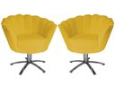 Ver imagem 1 de Kit 2 Poltronas Decorativa Pétala Base Giratória Metal Couro Amarelo Mz Decor
