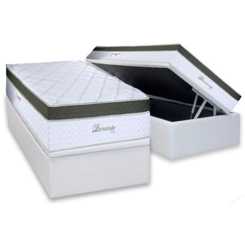 Conjunto Box Baú Solteiro: Colchão Molas Paropas Ensacadas Diamante Extra White + Base Crc Linhão