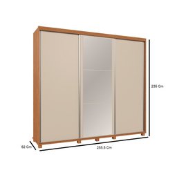 Guarda Roupa Casal Berlin C/espelho 100% Mdf Camas Fenix - 3