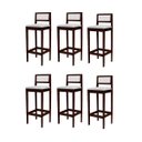 Ver imagem 2 de Kit 6 Banquetas Madeira Espaço Gourmet Estofadas com Encosto:Imbuia com Sintetico Off White