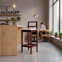 Ver imagem 1 de Kit 6 Banquetas Madeira Espaço Gourmet Estofadas com Encosto:Imbuia com Sintetico Off White
