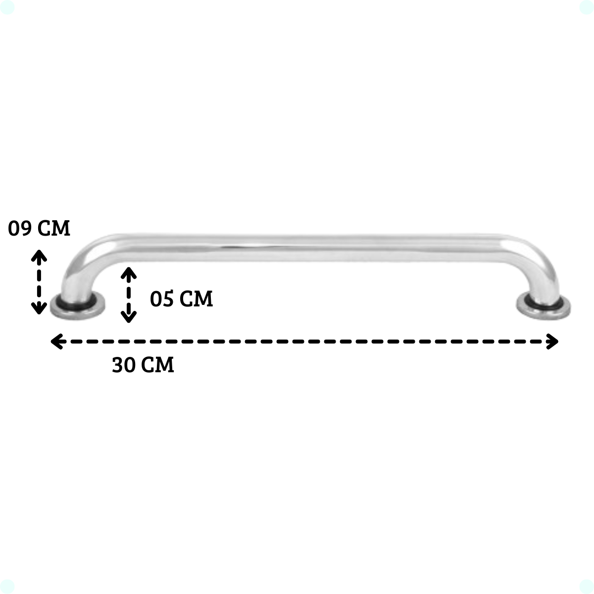 Barra de Apoio 30 Cm Alça Banheiro Corrimão Suporte Prateado Único - 2