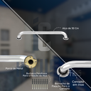 Ver imagem 3 de Barra de Apoio 30 Cm Alça Banheiro Corrimão Suporte Prateado Único