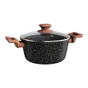 Caçarola Euro Antiaderente com Tampa - Preta 4l 22cm Colorstone Wooden