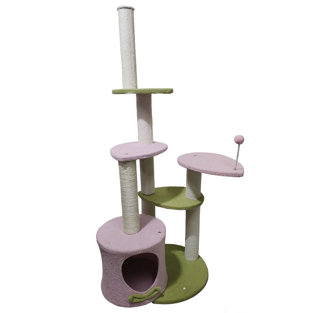 Arranhador de Gato Felino Pet Torre 5 Modos Casinha Brinquedo Descanso Sisal Escala Macio Confortave - 9