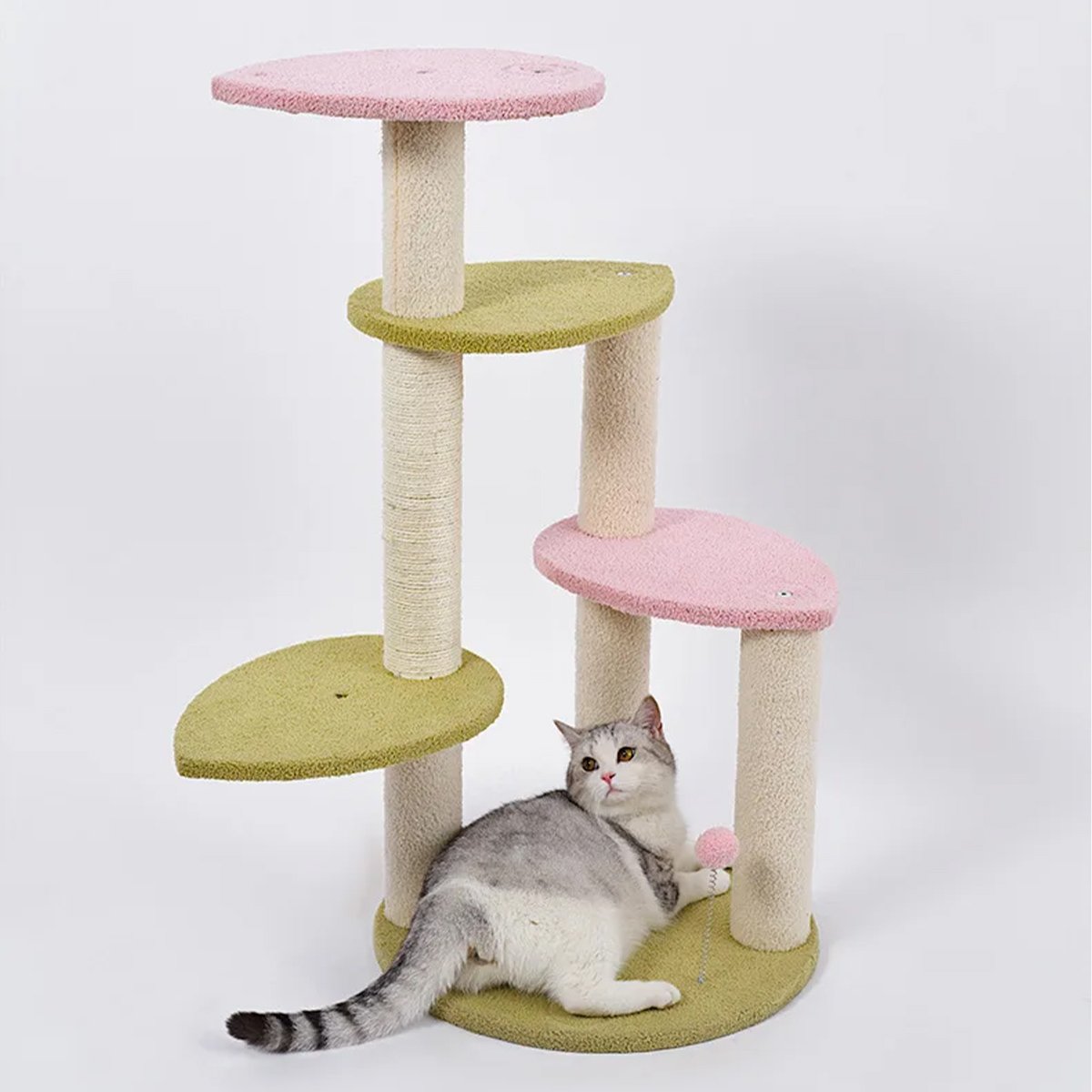 Arranhador de Gato Felino Pet Torre 5 Modos Casinha Brinquedo Descanso Sisal Escala Macio Confortave - 12