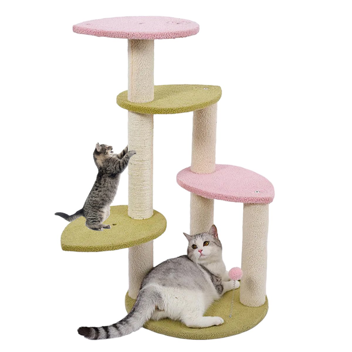 Arranhador de Gato Felino Pet Torre 5 Modos Casinha Brinquedo Descanso Sisal Escala Macio Confortave