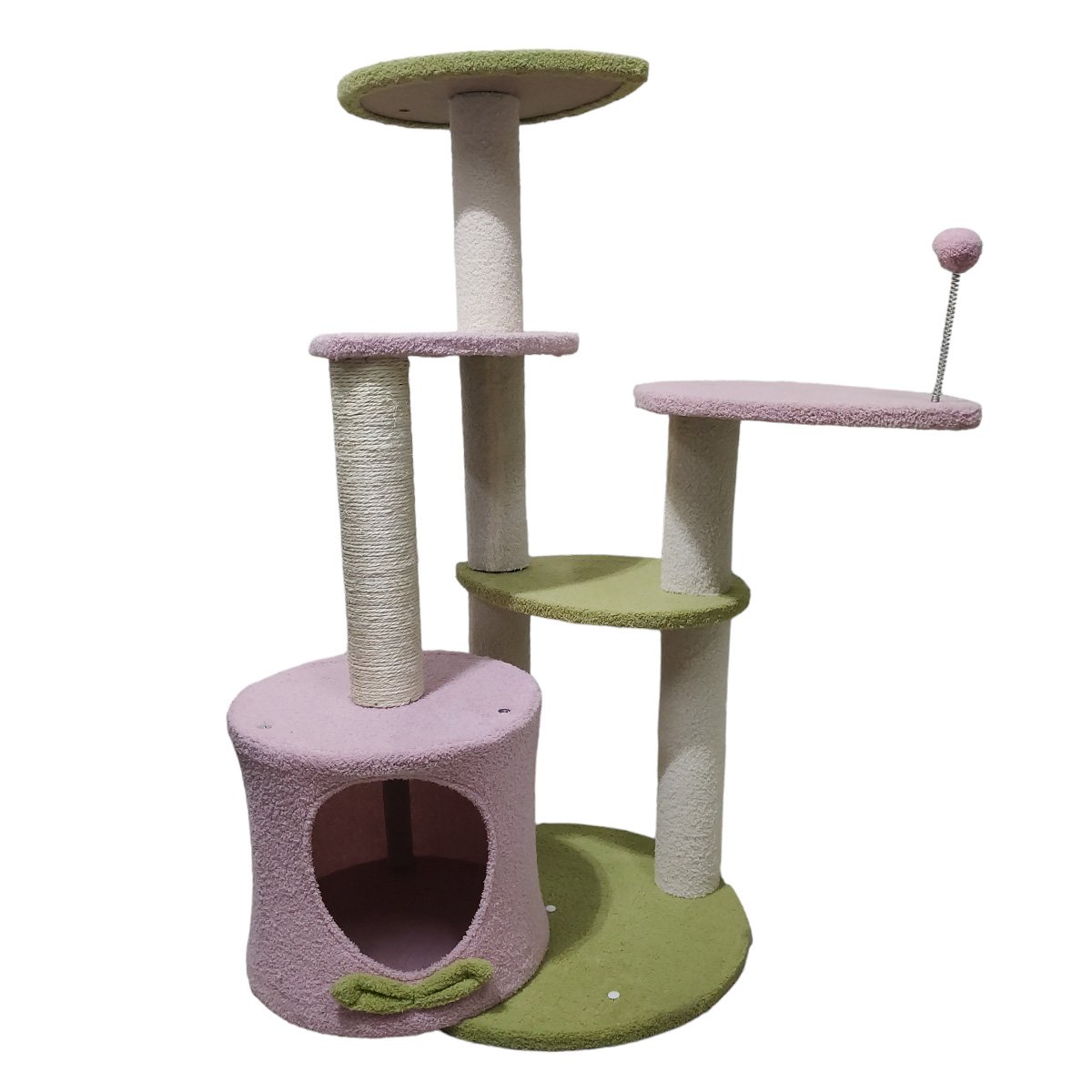 Arranhador de Gato Felino Pet Torre 5 Modos Casinha Brinquedo Descanso Sisal Escala Macio Confortave - 7