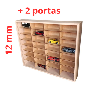 Expositor para 32 Miniaturas Escala 1/38 Mdf Cru com 2 Portas