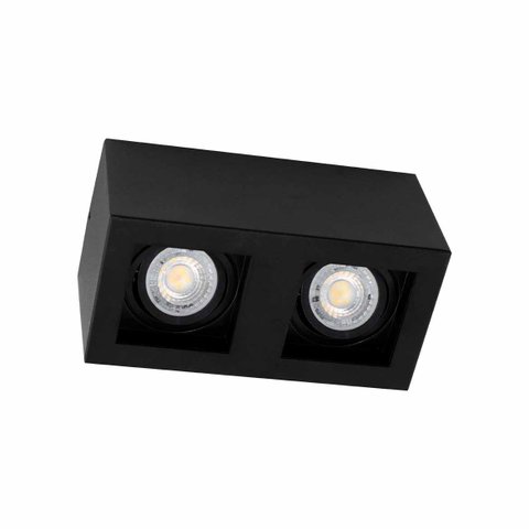 Plafon Spot Sobrepor Box Duplo Preto P/ 2x Mr16 Starlumen St2945
