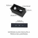 Ver imagem 2 de Plafon Spot Sobrepor Box Duplo Preto P/ 2x Mr16 Starlumen St2945